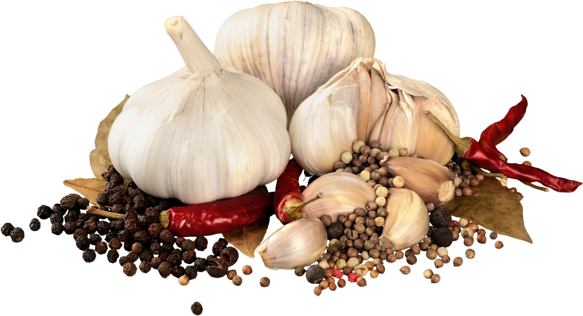 Garlic with Other Spices - Isolated