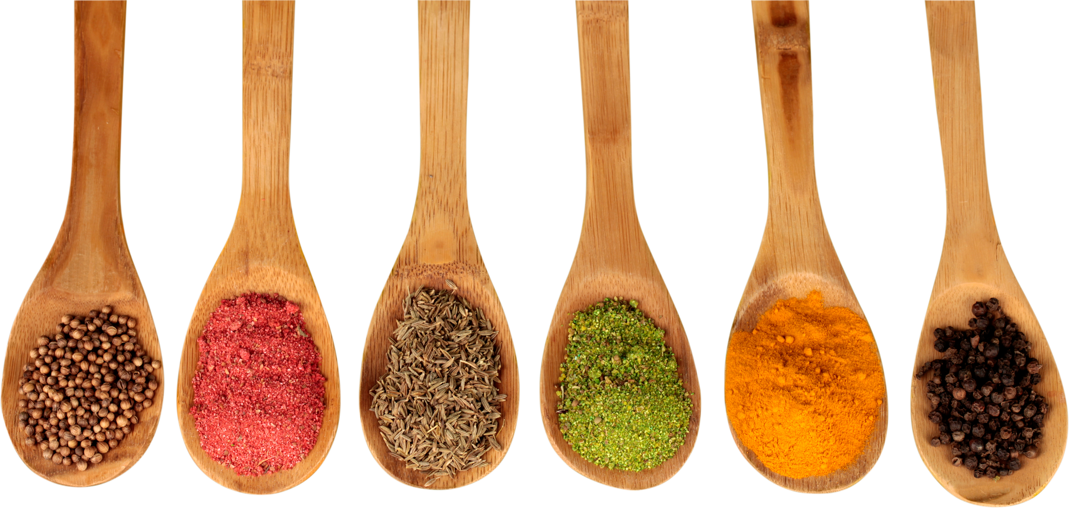 Spices on Wooden Spoons